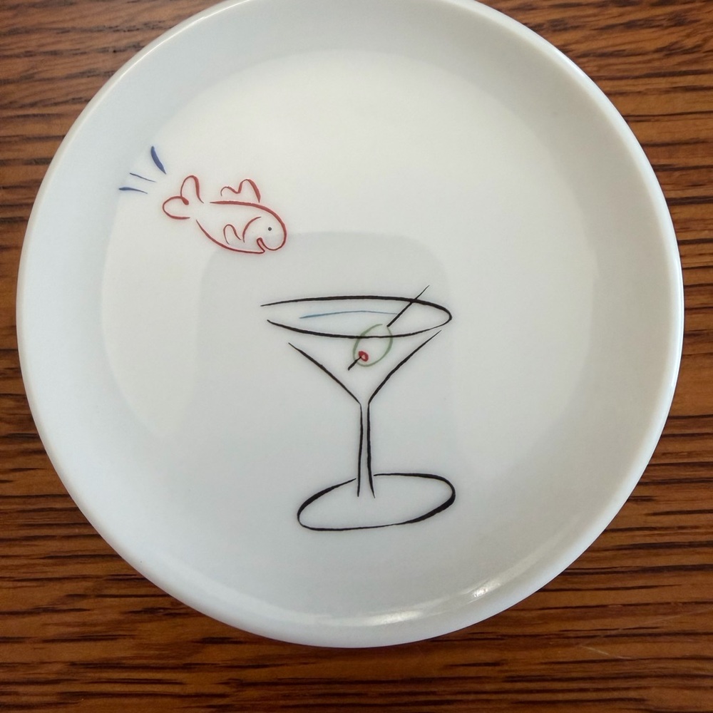 Pottery Barn White Ceramic Cocktail Plates with Whimsical Designs - Picture 3 of 6